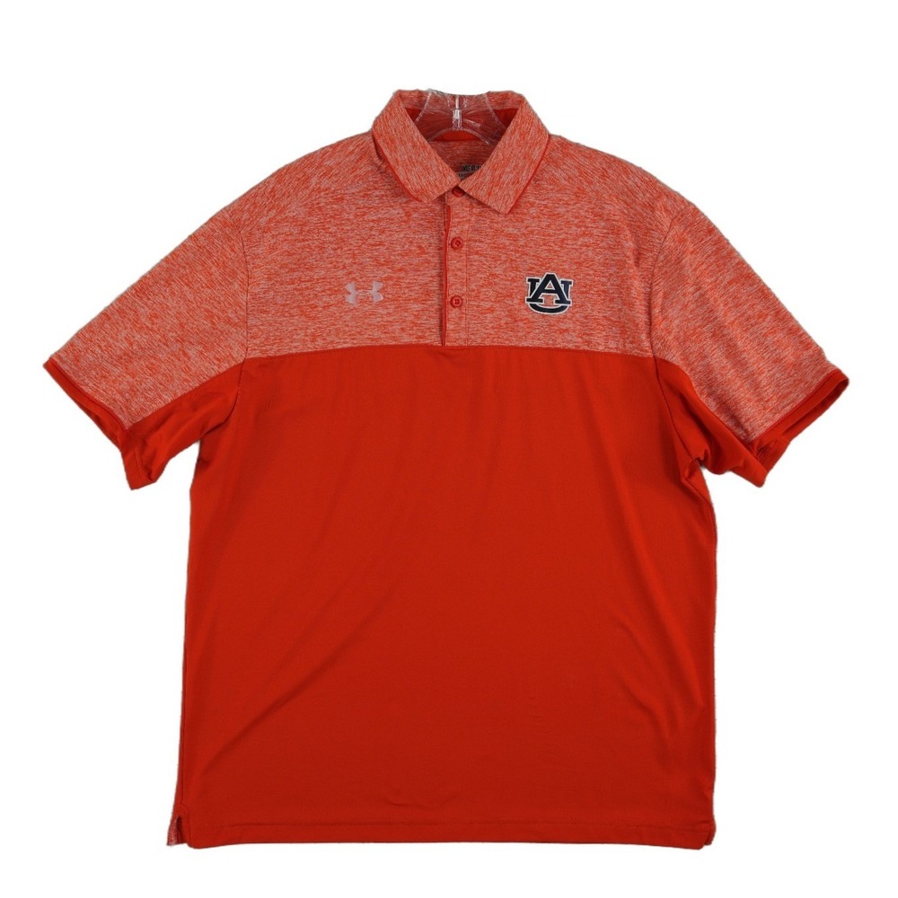 Under Armour Auburn Tigers Polo Shirt Men's Size Medium Orange HeatGear Golf‎